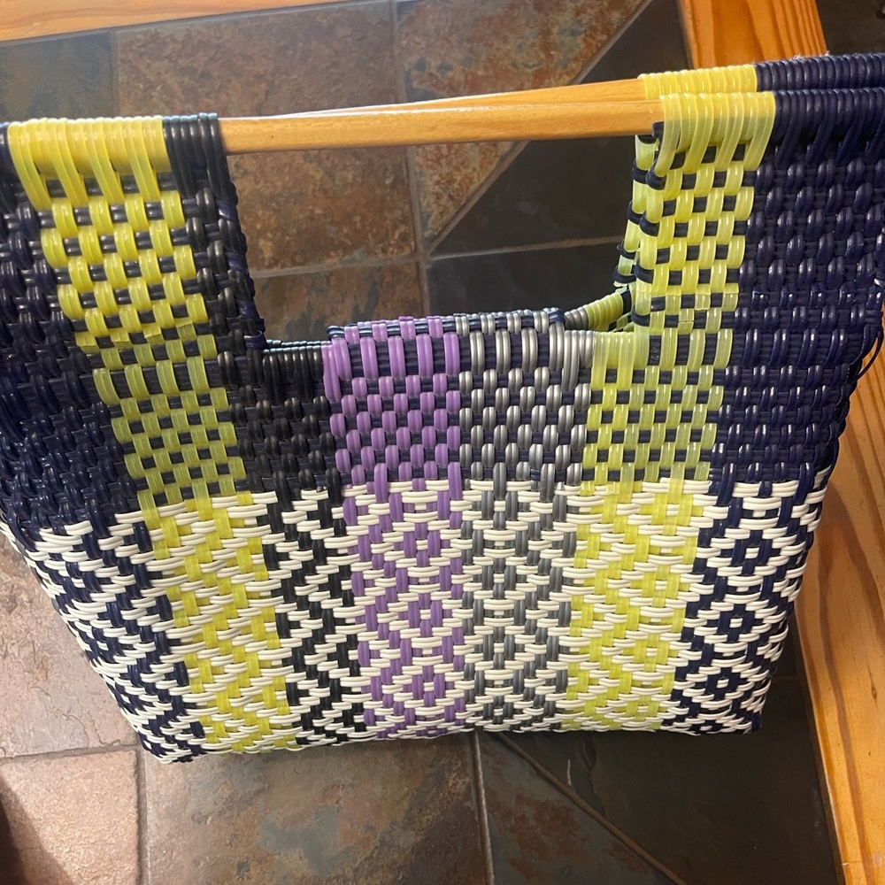 Large Multi-Colored Hand Stitched Handbag - image 3